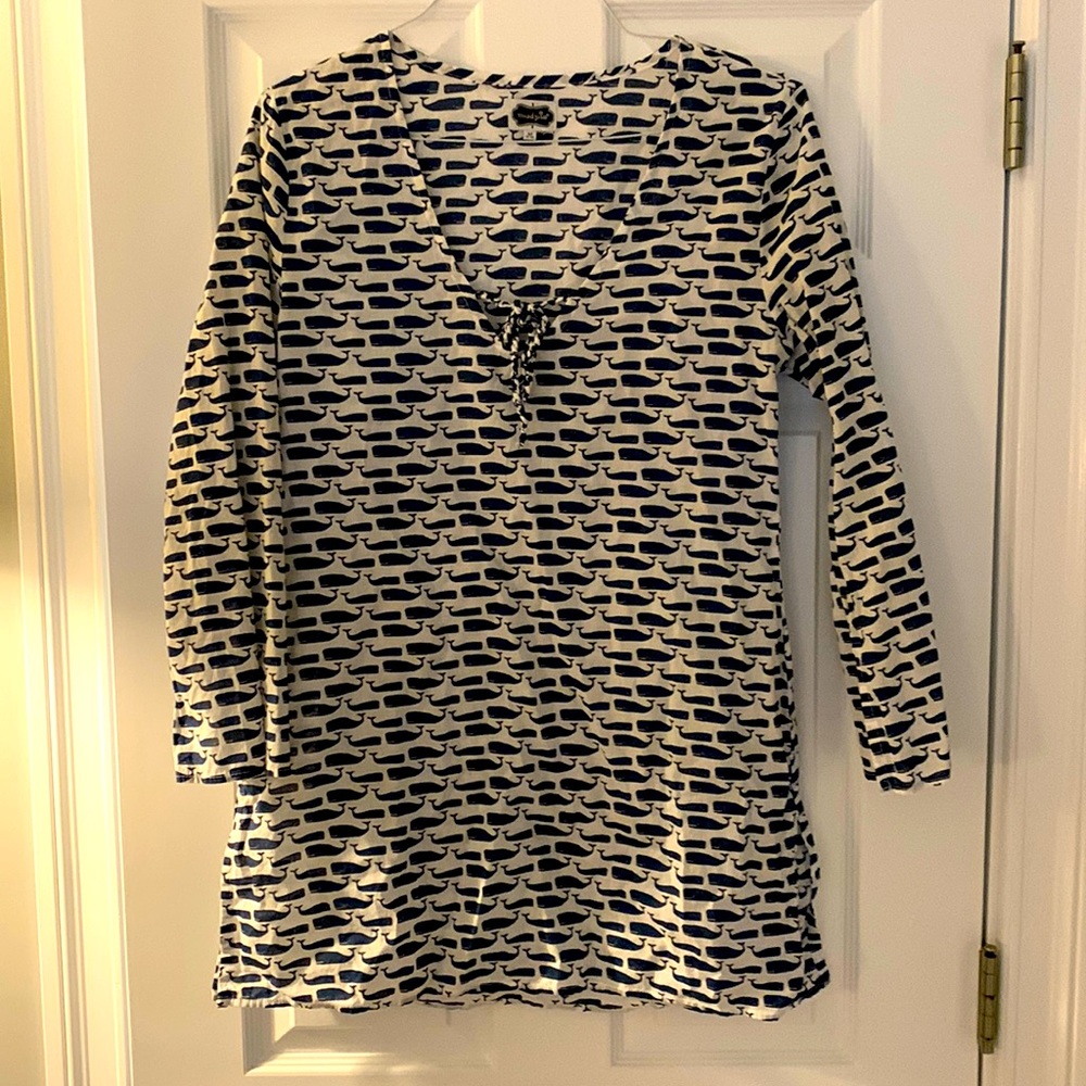 Mud Pie beach coverup. Cute whale design.